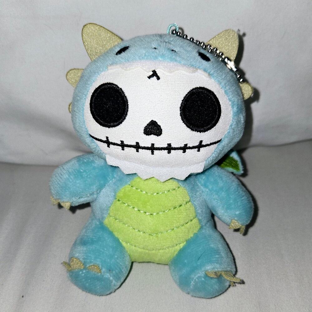 Ebros Small Furry Bones Skeleton Teal Scorchie Wyrmling Dragon Plush Toy 5"